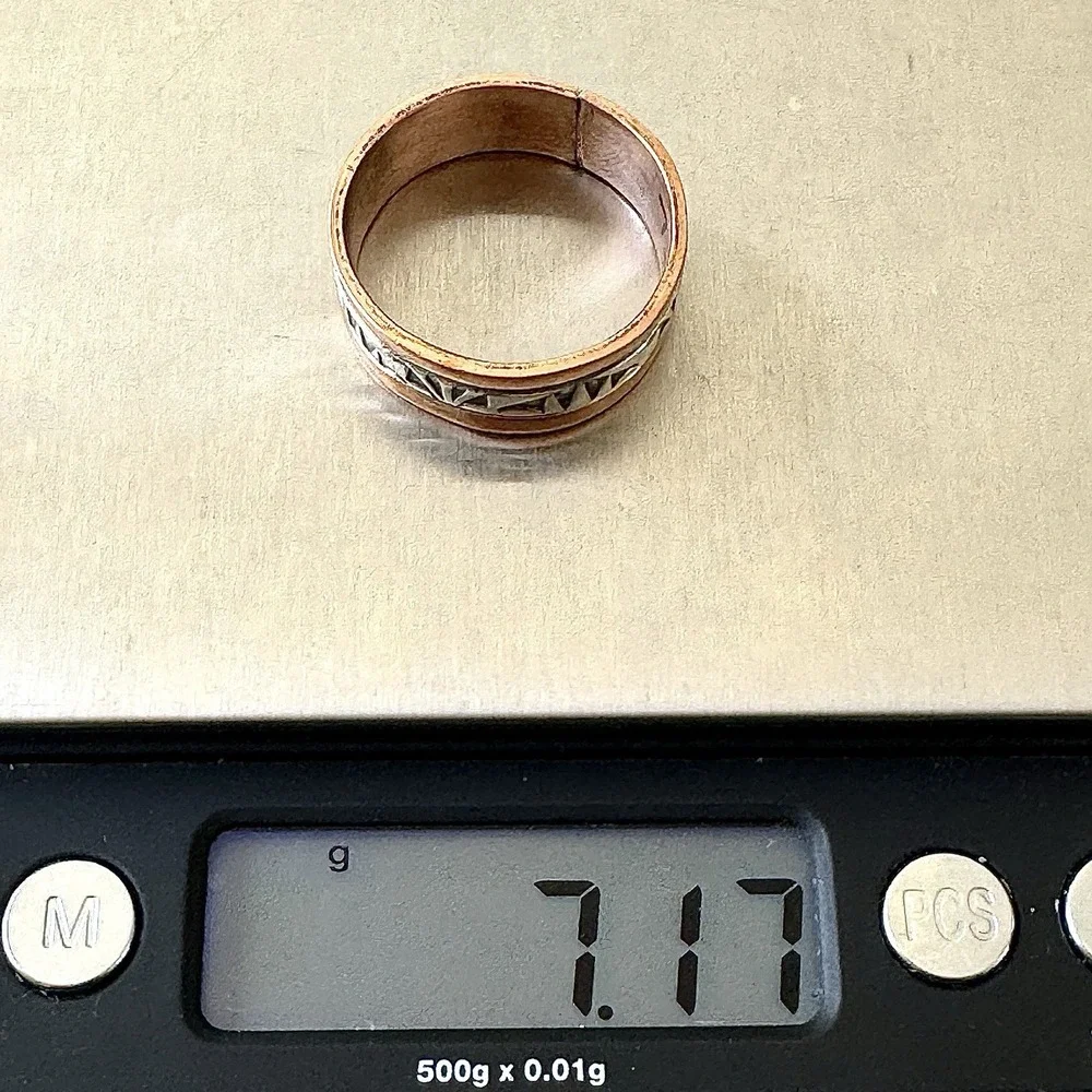 Mens Navajo Sterling Copper Wedding Band Sz‎ 13 Ring Signed Secatero Native Amer